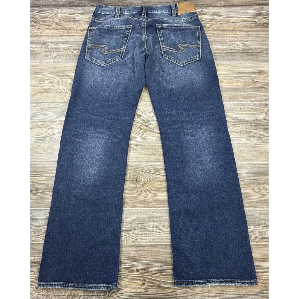 Silver Jeans Co Zac Jeans Mens 32x32 FITS 34x32 Straight Stretch Denim Blue